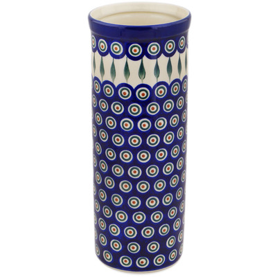 Polish Pottery Jar 95 oz Peacock Leaves