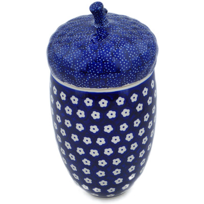 Polish Pottery Jar with Lid 10" Simple Daisy