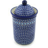 Polish Pottery Jar with Lid 11&quot; Blue Diamond Dream