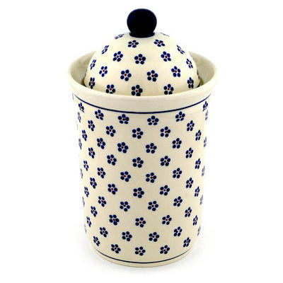 Polish Pottery Jar with Lid 11&quot; Daisy Dots