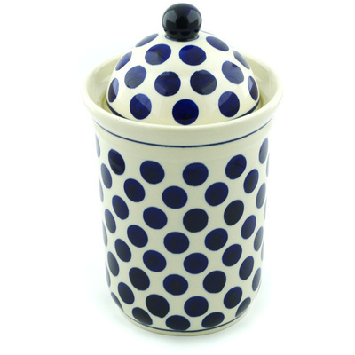 Polish Pottery Jar with Lid 11&quot; Splotched