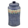 Polish Pottery Jar with Lid 11&quot; Wave Of Flowers