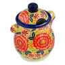Polish Pottery Jar with Lid 20&quot; Red Fantasy UNIKAT