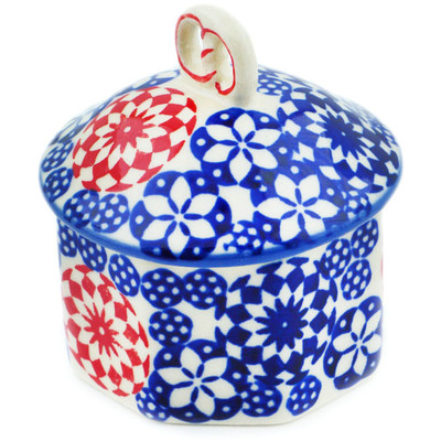 Polish Pottery Jar with Lid 3&quot; Bullseye UNIKAT