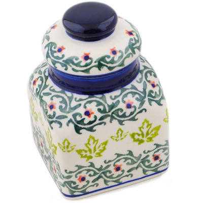 Polish Pottery Jar with Lid 3" Maple Days