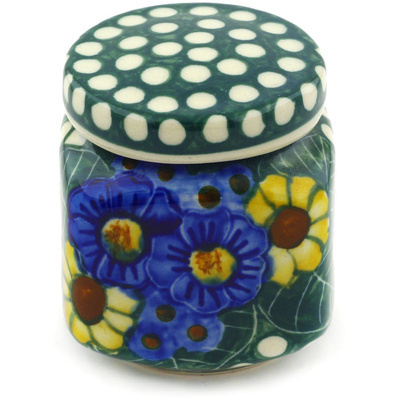 Polish Pottery Jar with Lid 3&quot; UNIKAT