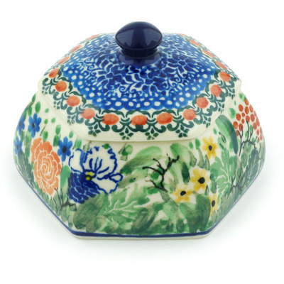 Polish Pottery Jar with Lid 4&quot; Amazing Surprise UNIKAT