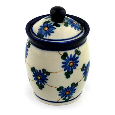 Polish Pottery Jar with Lid 4&quot; Aster Trellis