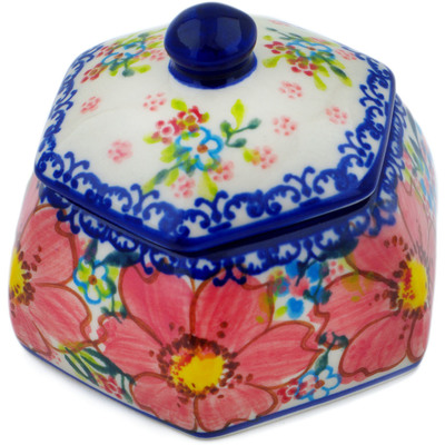 Polish Pottery Jar with Lid 4&quot; Aster UNIKAT