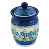 Polish Pottery Jar with Lid 4&quot; Blue Daisy Circle