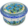 Polish Pottery Jar with Lid 4&quot; Blue Daisy UNIKAT