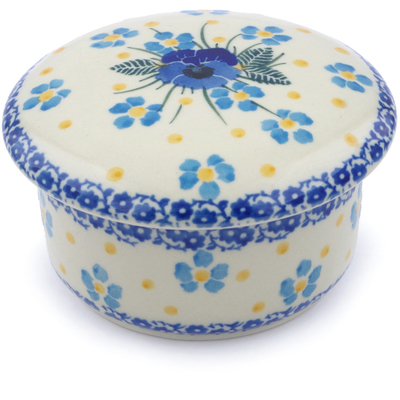 Polish Pottery Jar with Lid 4&quot; Blue Dreams