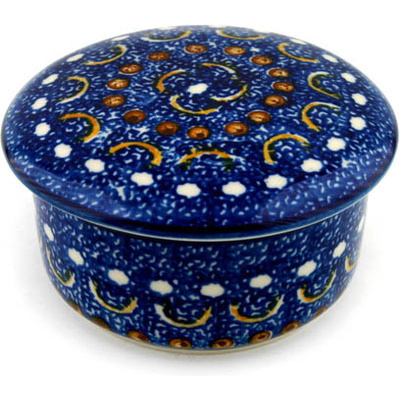Polish Pottery Jar with Lid 4&quot; Blue Horizons