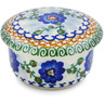 Polish Pottery Jar with Lid 4&quot; Blue Poppy Circle UNIKAT