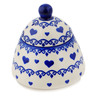 Polish Pottery Jar with Lid 4&quot; Blue Valentine Hearts