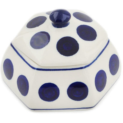 Polish Pottery Jar with Lid 4&quot; Bold Polka Dots