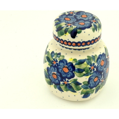 Polish Pottery Jar with Lid 4" Bright Buds