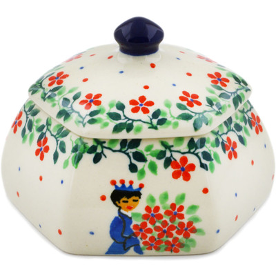 Polish Pottery Jar with Lid 4&quot; Charming Prince UNIKAT