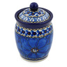 Polish Pottery Jar with Lid 4&quot; Cobalt Poppies UNIKAT