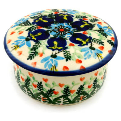Polish Pottery Jar with Lid 4&quot; Cornflower Dance UNIKAT