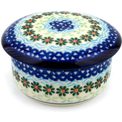 Polish Pottery Jar with Lid 4&quot; Daisies By The Sea