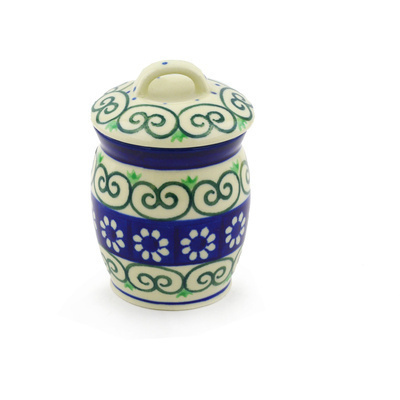 Polish Pottery Jar with Lid 4&quot; Daisy Chain