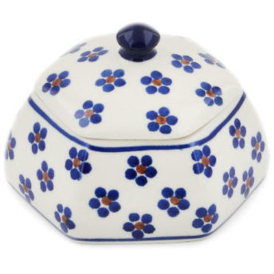 Polish Pottery Jar with Lid 4&quot; Daisy Dots