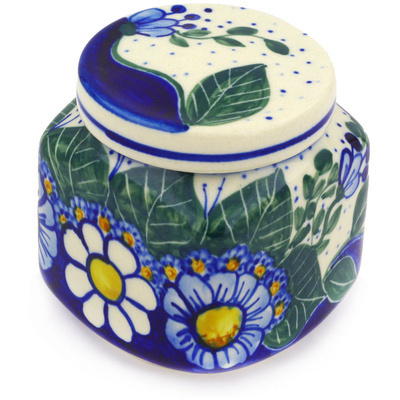Polish Pottery Jar with Lid 4&quot; Daisy Spectacle