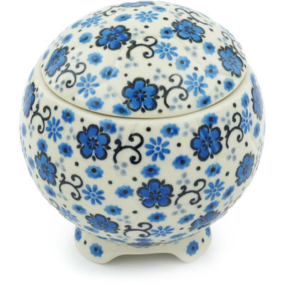 Polish Pottery Jar with Lid 4&quot; Dance With Joy
