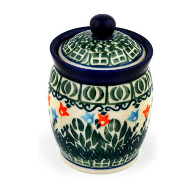 Polish Pottery Jar with Lid 4&quot; Dancing Tulips