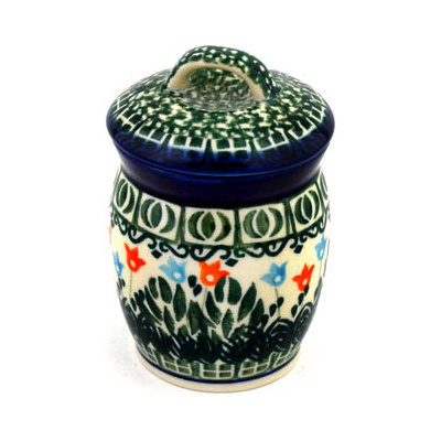 Polish Pottery Jar with Lid 4&quot; Dancing Tulips