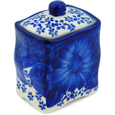 Polish Pottery Jar with Lid 4&quot; Divine Cobalt UNIKAT