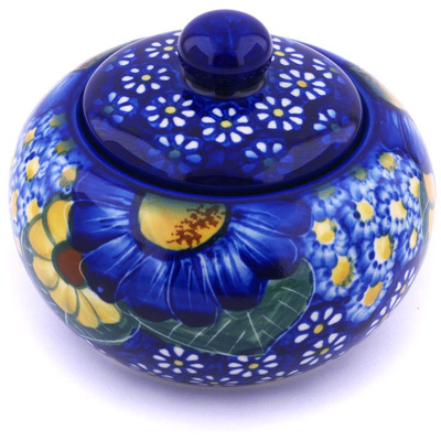 Polish Pottery Jar with Lid 4&quot; Floral Fruit Basket UNIKAT