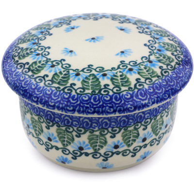 Polish Pottery Jar with Lid 4&quot; Forget Me Not UNIKAT