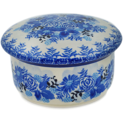 Polish Pottery Jar with Lid 4&quot; Frosted Bouquet UNIKAT