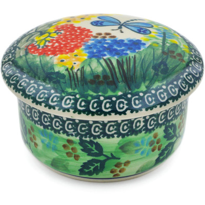 Polish Pottery Jar with Lid 4&quot; Garden Delight UNIKAT