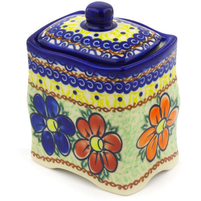 Polish Pottery Jar with Lid 4&quot; Glorious Morning UNIKAT