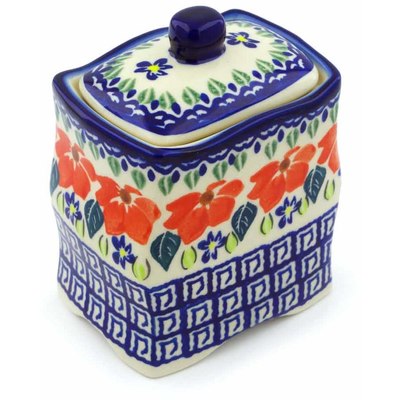 Polish Pottery Jar with Lid 4&quot; Grecian Fields