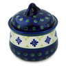 Polish Pottery Jar with Lid 4&quot; Green Gingham Peacock