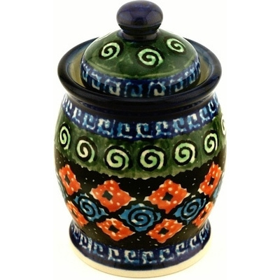 Polish Pottery Jar with Lid 4&quot; Harlequin UNIKAT