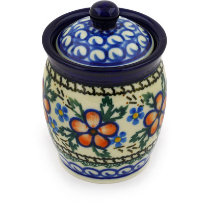 Polish Pottery Jar with Lid 4&quot; Lancaster Rose