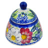 Polish Pottery Jar with Lid 4&quot; Maroon Blossoms UNIKAT