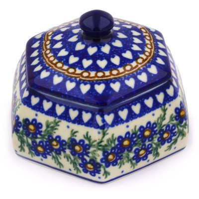 Polish Pottery Jar with Lid 4&quot; Mother&#039;s Love UNIKAT