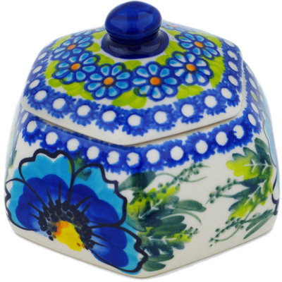 Polish Pottery Jar with Lid 4&quot; Orchid Crown UNIKAT