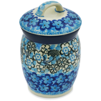 Polish Pottery Jar with Lid 4&quot; Out Of Blue UNIKAT