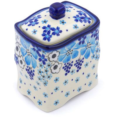 Polish Pottery Jar with Lid 4&quot; Pansy Dawn