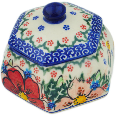 Polish Pottery Jar with Lid 4&quot; Perfect Garden UNIKAT