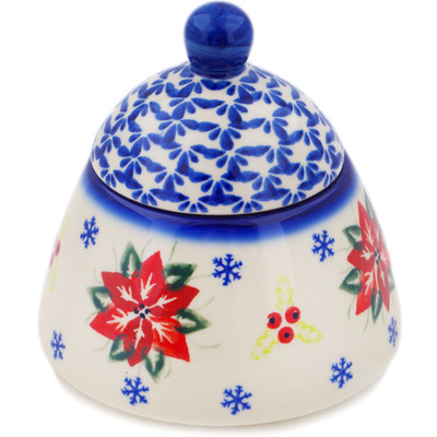 Polish Pottery Jar with Lid 4&quot; Poinsettia Charm