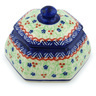 Polish Pottery Jar with Lid 4&quot; Poinsettia UNIKAT