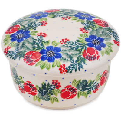 Polish Pottery Jar with Lid 4&quot; Polish Wreath